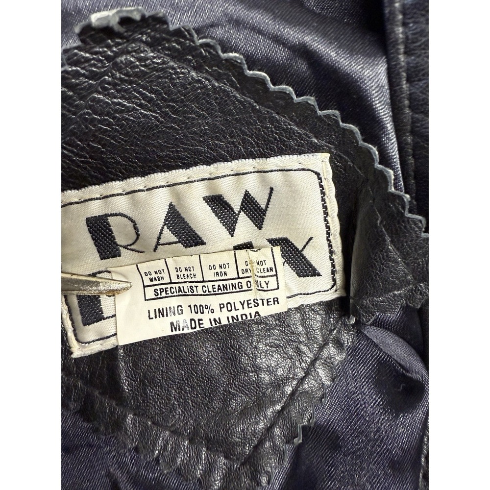 Vintage Raw Basix Leather Jacket. Black. Womens. Embellishments. Sz L - Picture 8 of 10